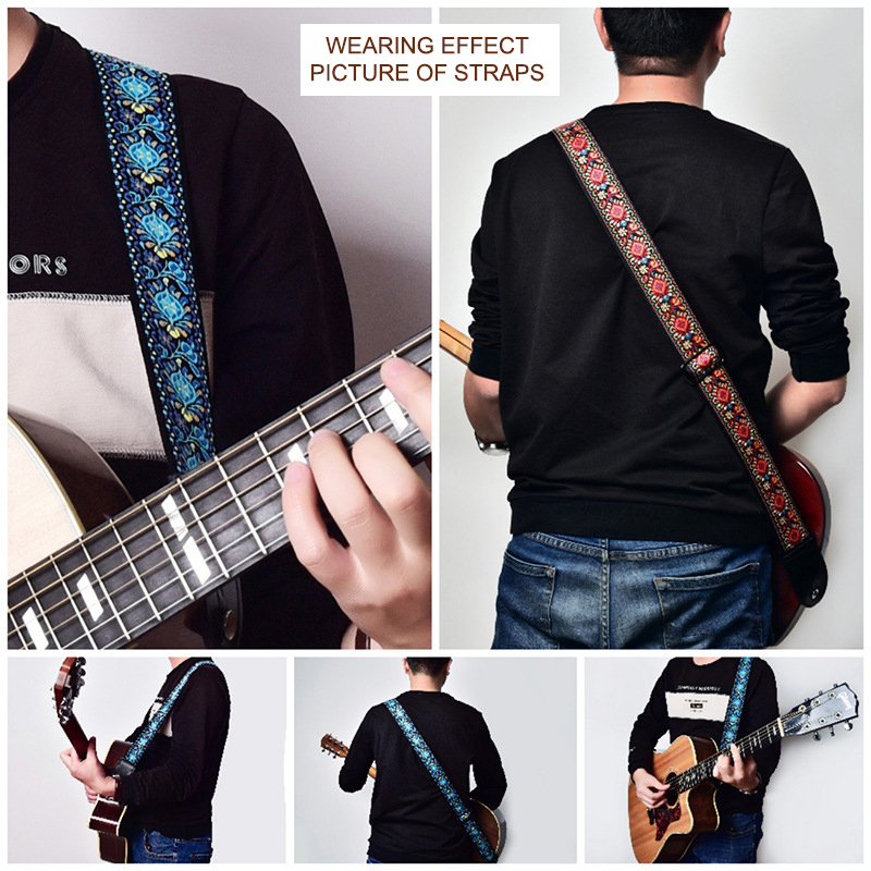 Embroidered Print Guitar Strap - Musical Instrument In English recension och pris