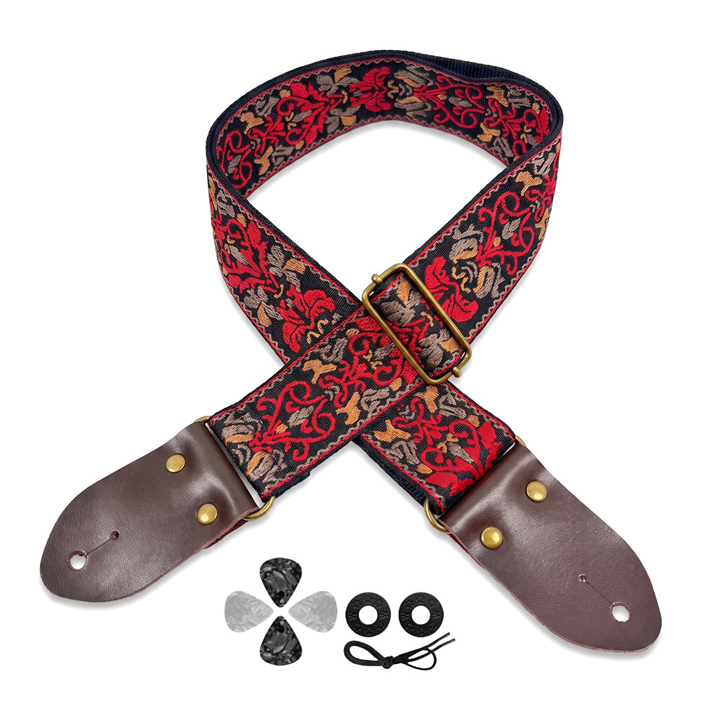 Embroidered Print Guitar Strap - Musical Instrument In English recension och pris