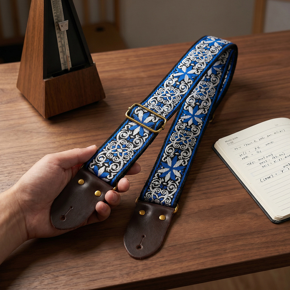 Embroidered Print Guitar Strap - Musical Instrument In English recension och pris