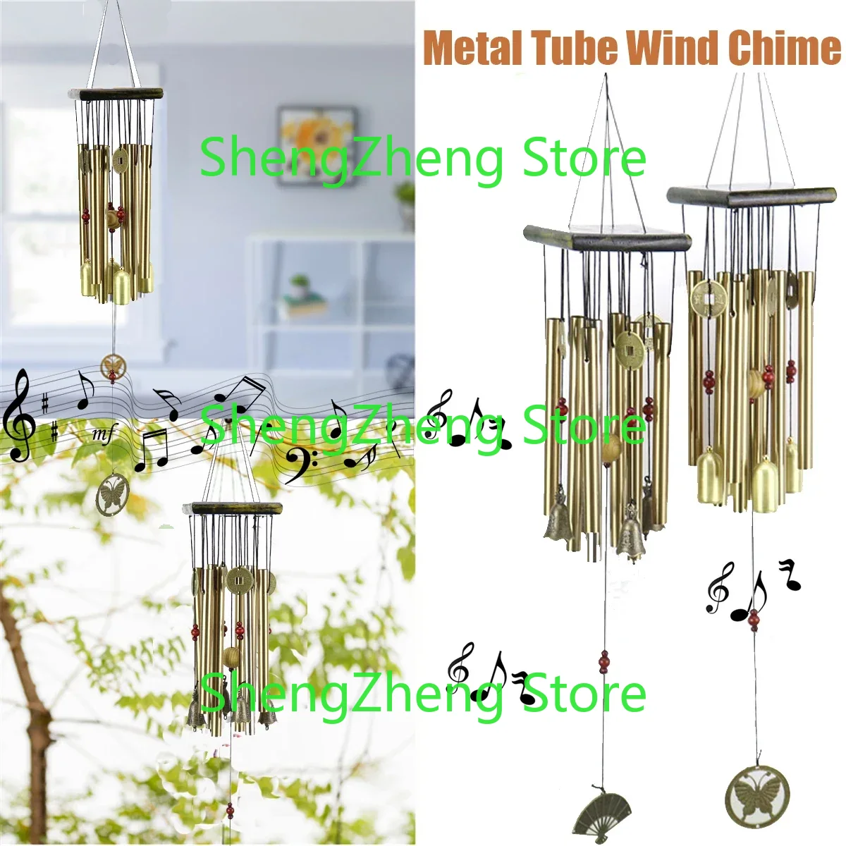 Solid Wood Hollow Tube Metal T - Wind Chime Tubular recension och pris