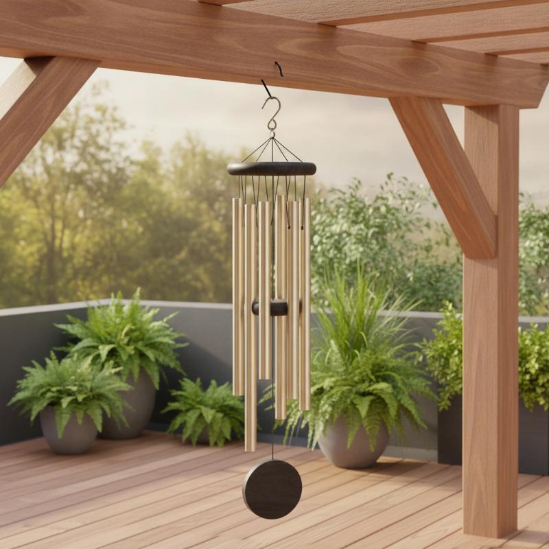 Wind Chime with Red Wood Octag - Wind Chime Tubular recension och pris